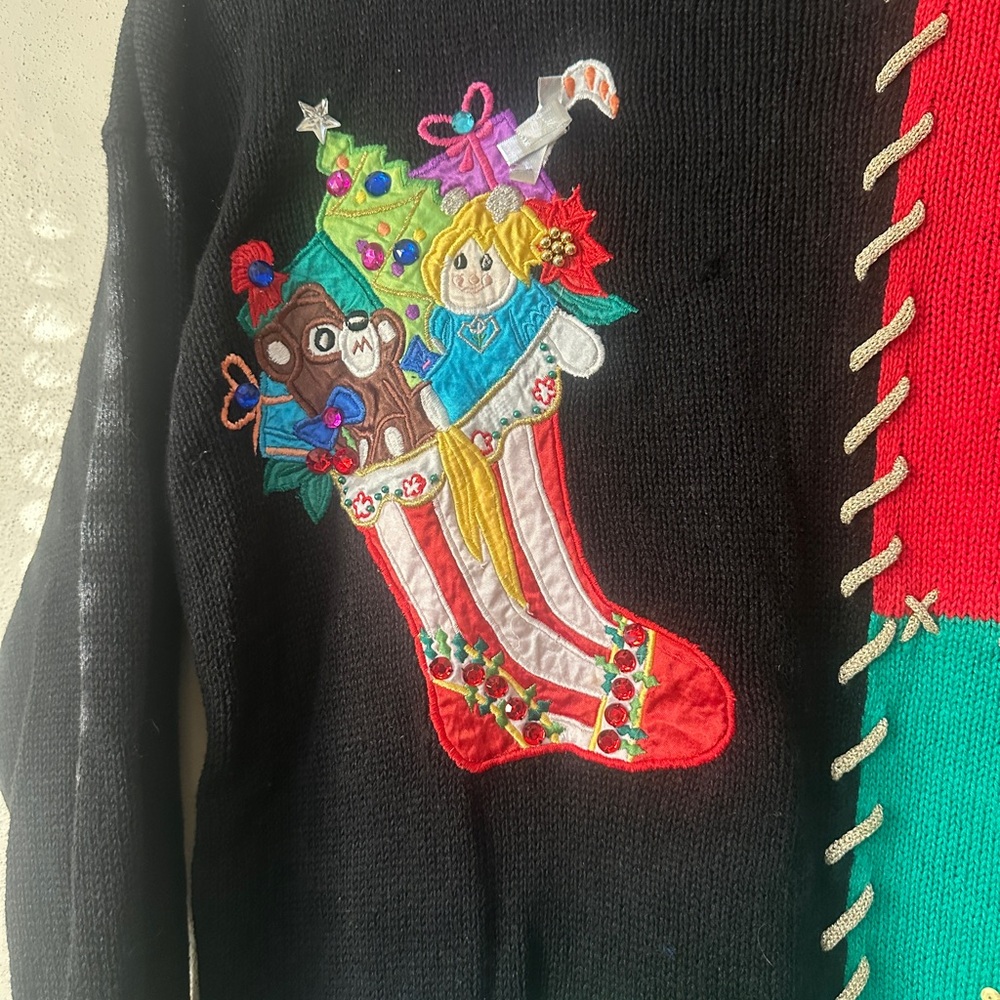 Colorful Christmas Patchwork Sweater - image 3